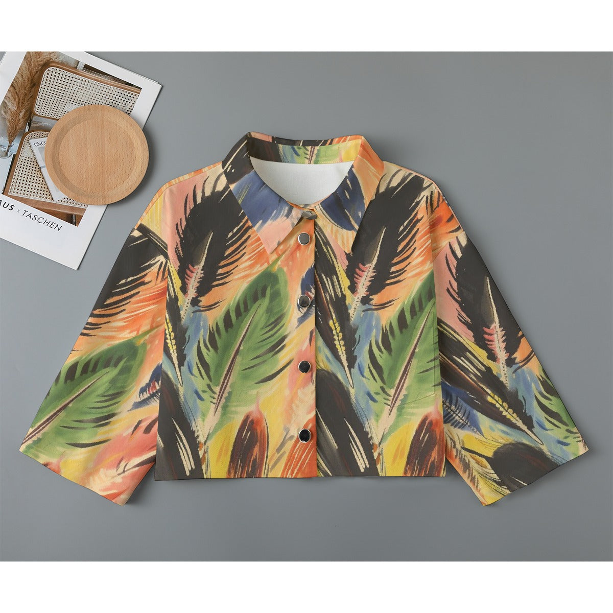 All-Over Print Women's Cropped Jacket | 245GSM Cotton