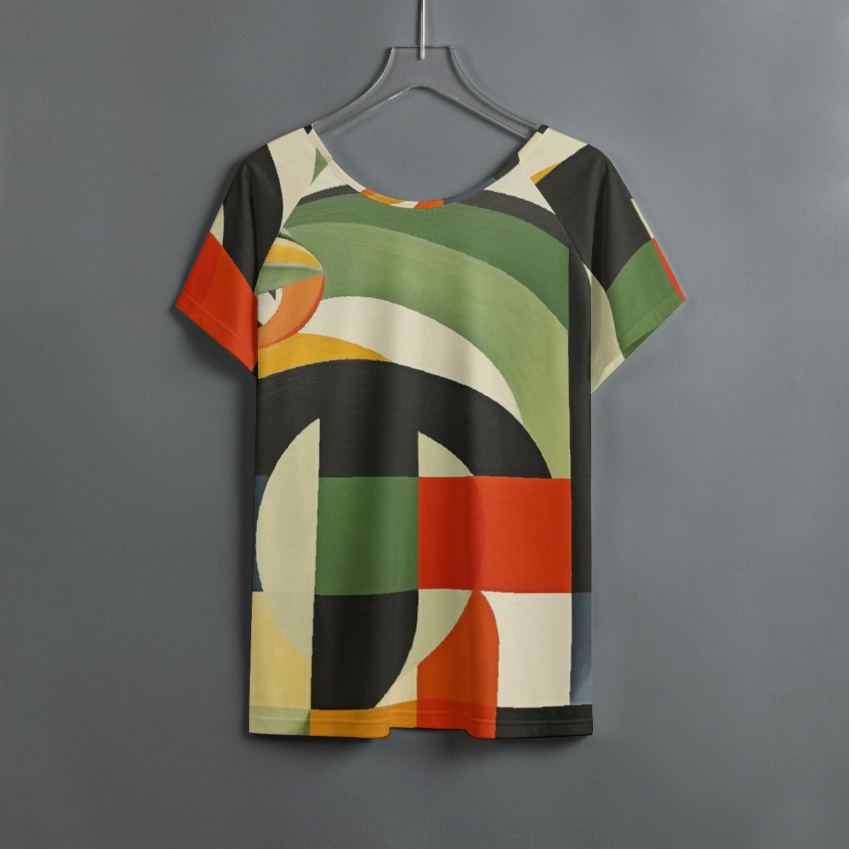 All-Over Print Women's Round Neck T-shirt With Raglan Sleeve