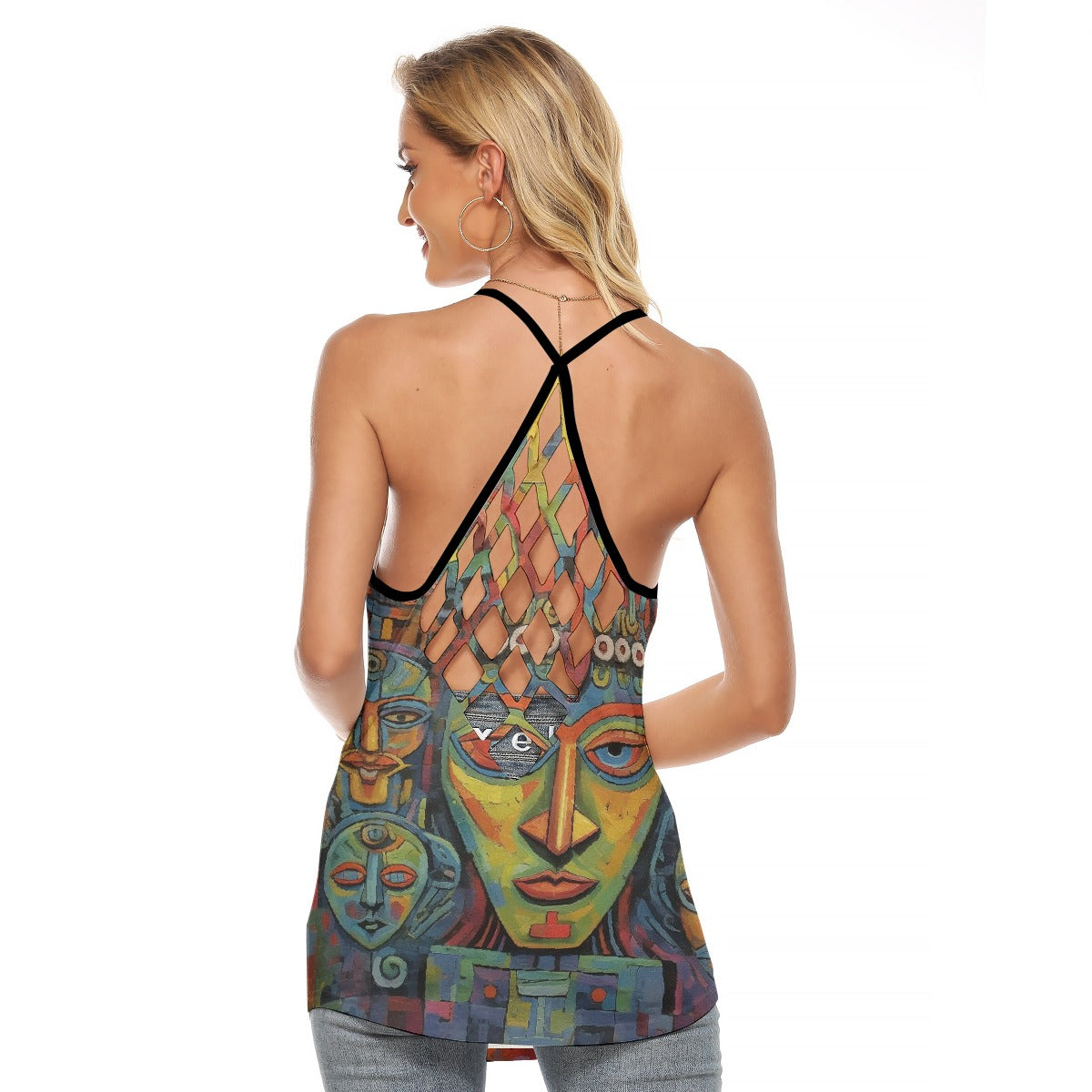 All-Over Print Women's Criss-Cross Open Back Tank Top
