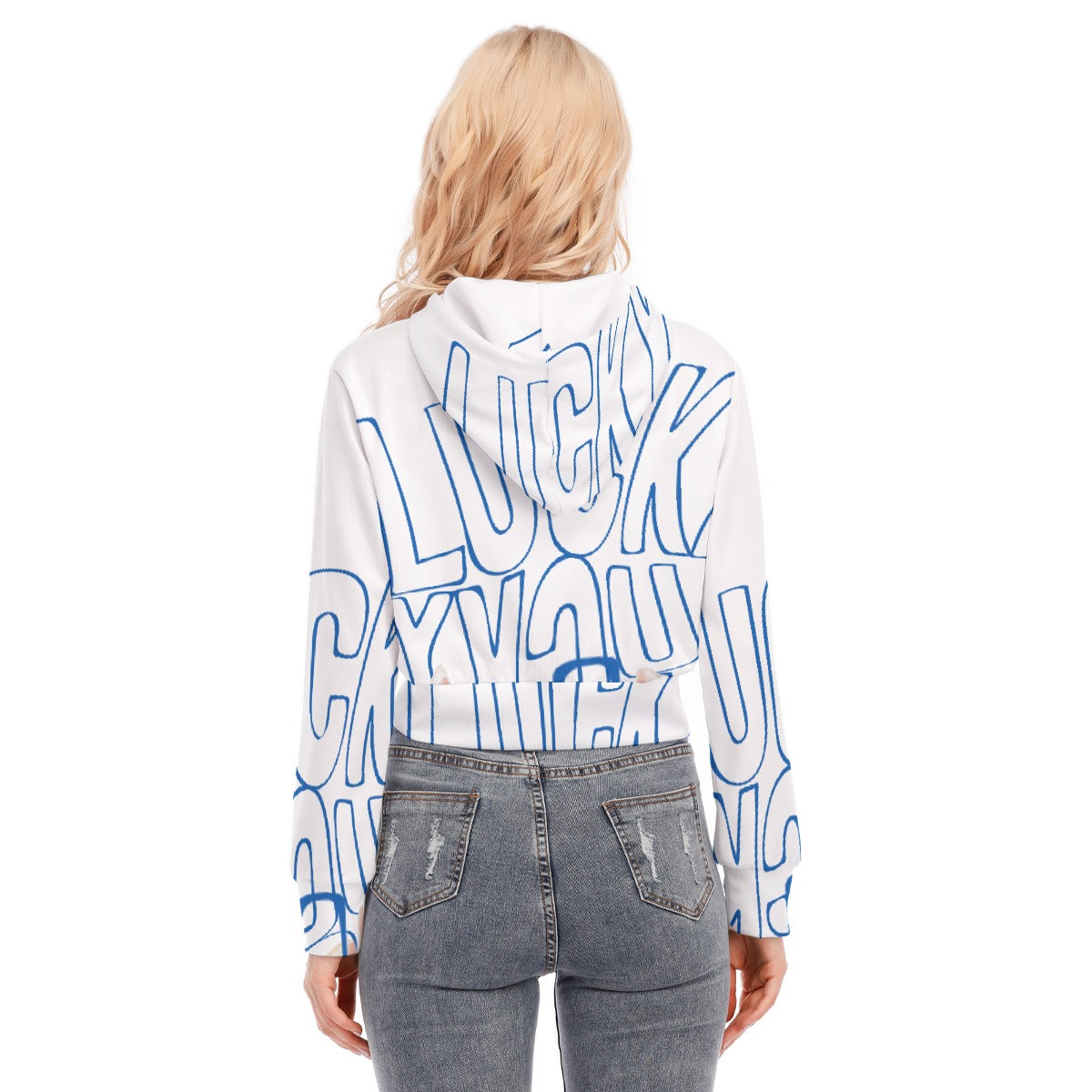 All-Over Print Women's Crop Top Hoodie With Zipper Closure