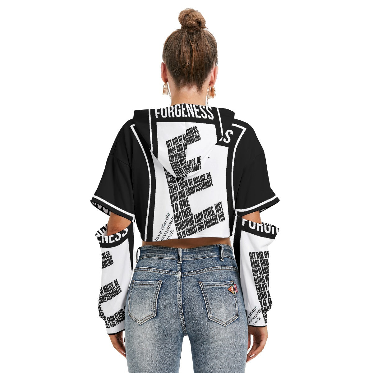 All-Over Print Women's Heavy Fleece Hoodie With Hollow Out Sleeve