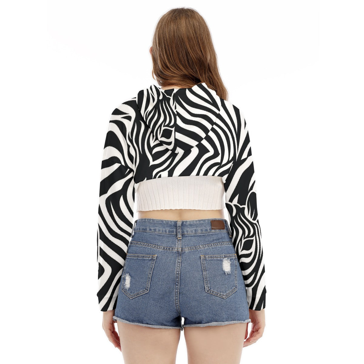 All-Over Print Women's Smock Short Hoodie With Long Sleeve