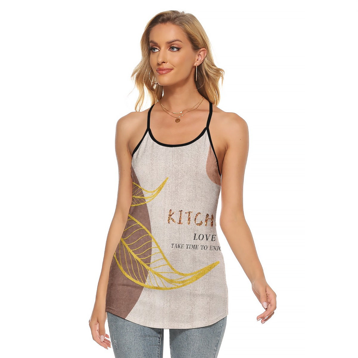 All-Over Print Women's Criss-Cross Open Back Tank Top
