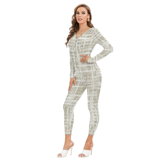 All-Over Print Women's Plunging Neck Jumpsuit