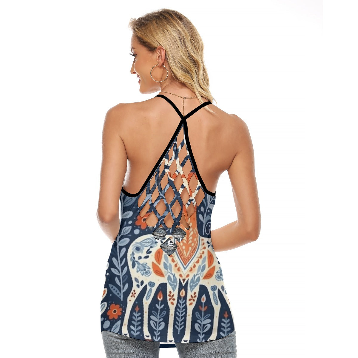 All-Over Print Women's Criss-Cross Open Back Tank Top