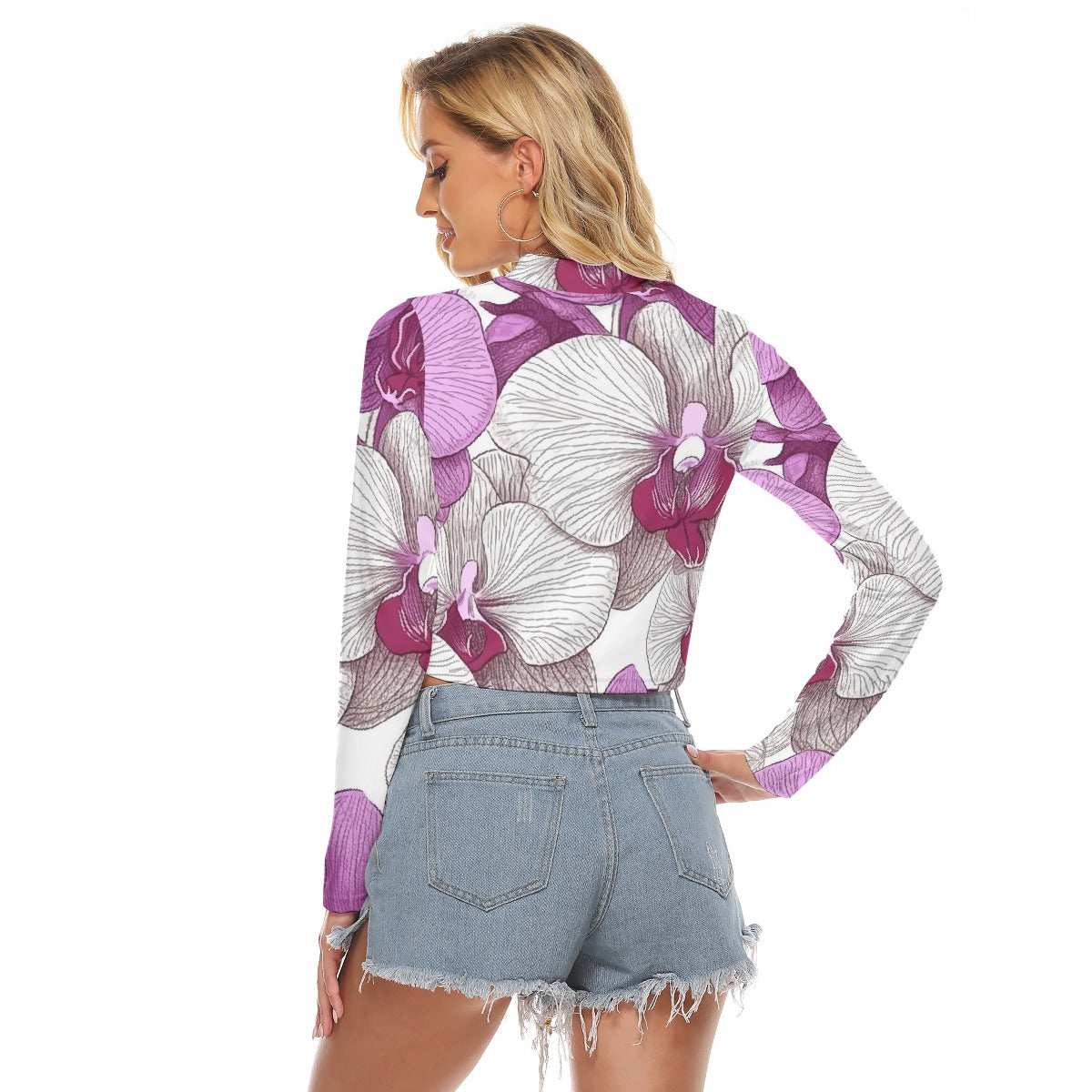 All-Over Print Women's Hollow Chest Keyhole Tight Crop Top