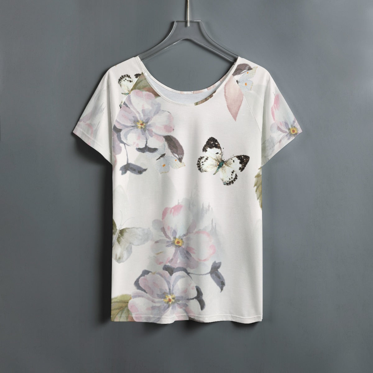 All-Over Print Women's Round Neck T-shirt With Raglan Sleeve