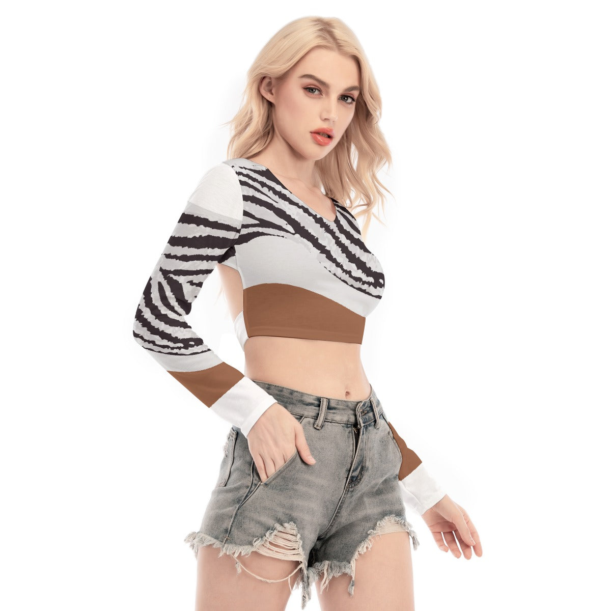 All-Over Print Women's Back Hollow T-shirt With Strap