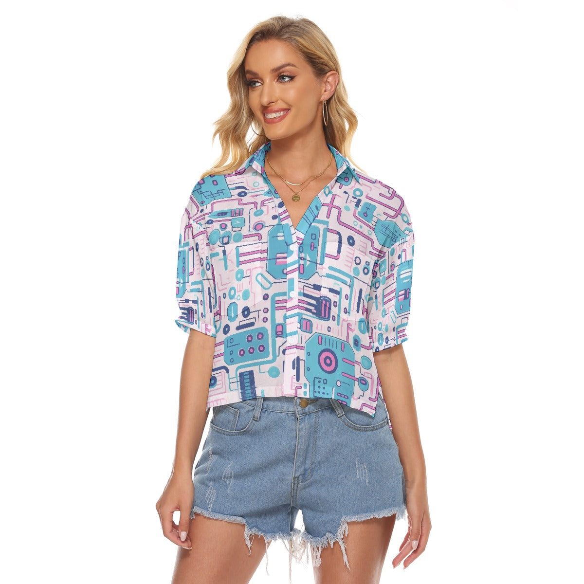 All-Over Print Women's V-neck Shirts