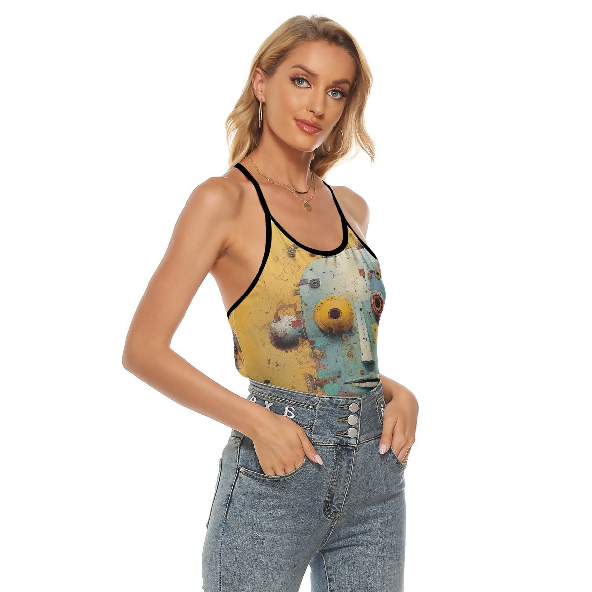 All-Over Print Women's Criss-Cross Open Back Tank Top
