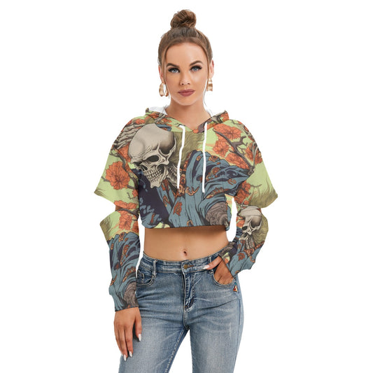 All-Over Print Women's Heavy Fleece Hoodie With Hollow Out Sleeve