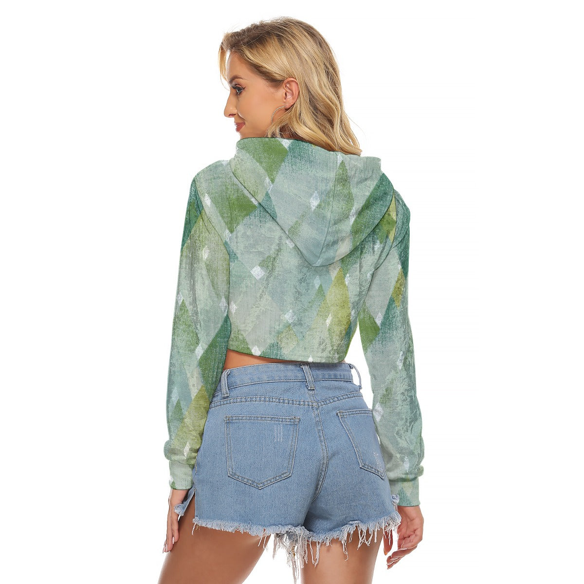 All-Over Print Women's Crop Top Hoodie|Velvet