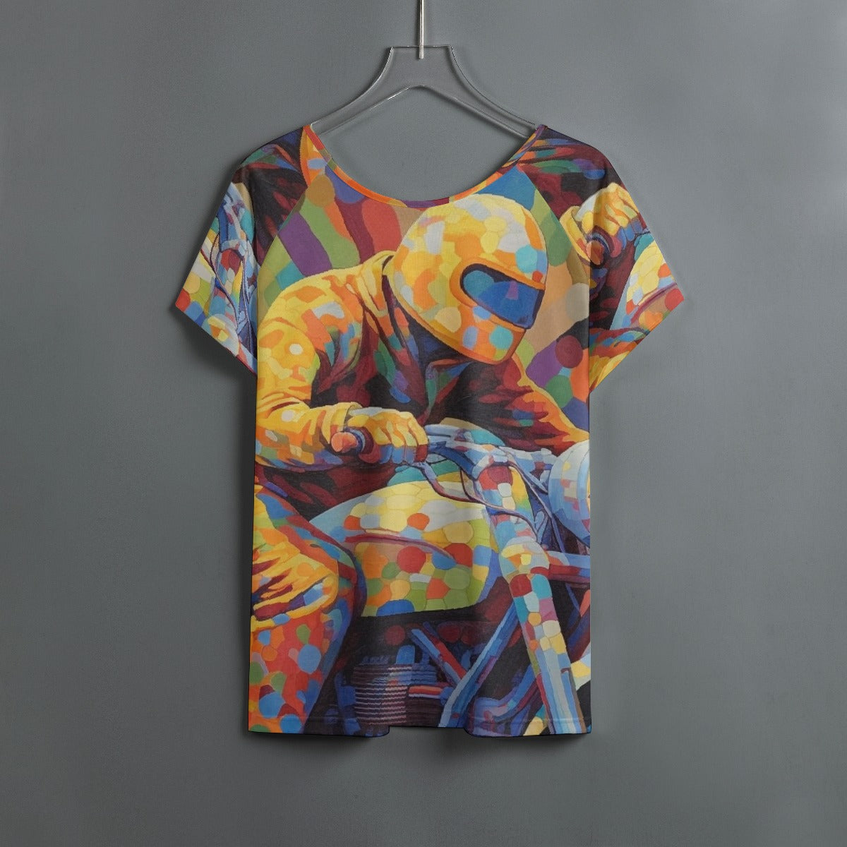 All-Over Print Women's Round Neck T-shirt With Raglan Sleeve