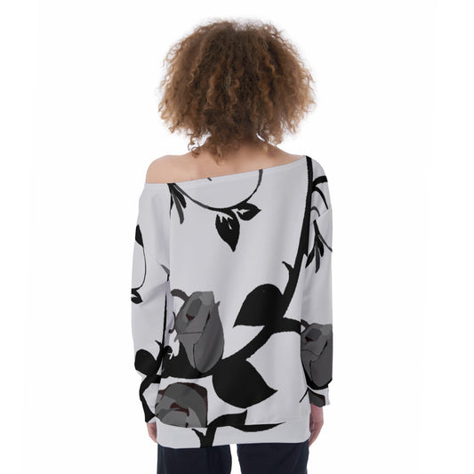 All-Over Print Oversized Women's Off-Shoulder Sweatshirt