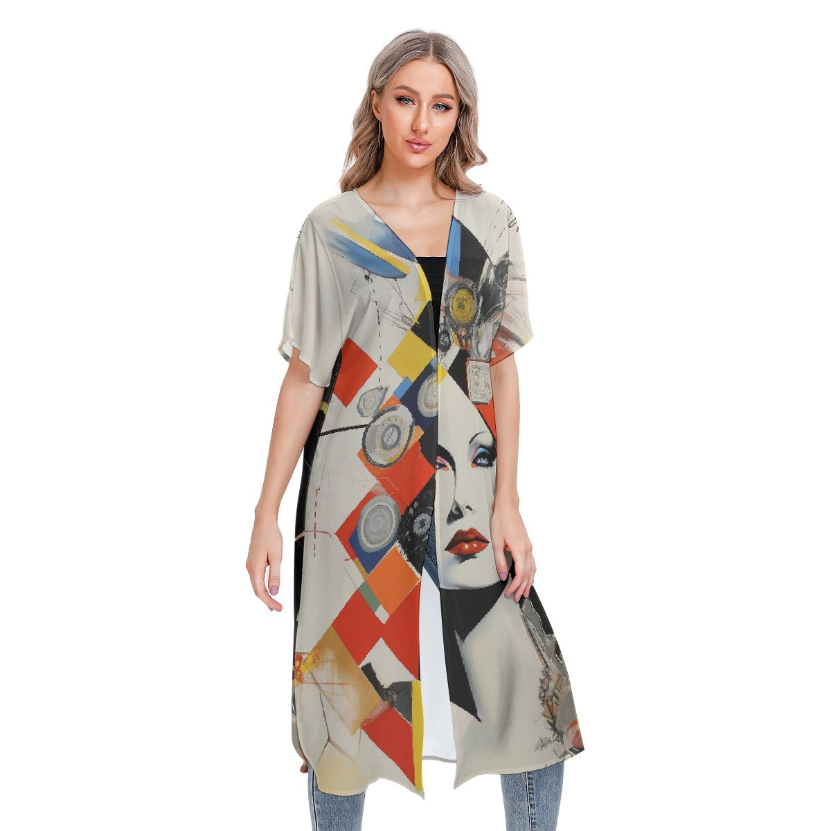 All-Over Print Women's Short Sleeve Cardigan