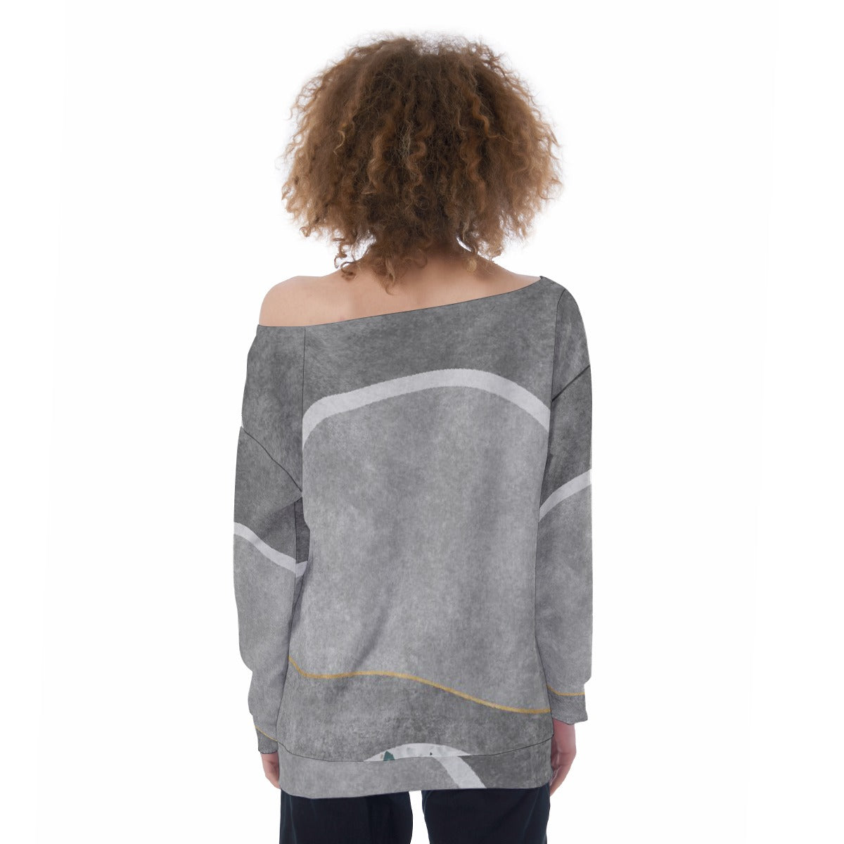 All-Over Print Oversized Women's Off-Shoulder Sweatshirt