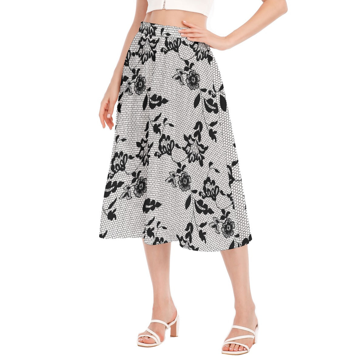 All-Over Print Women's Long Section Chiffon Skirt