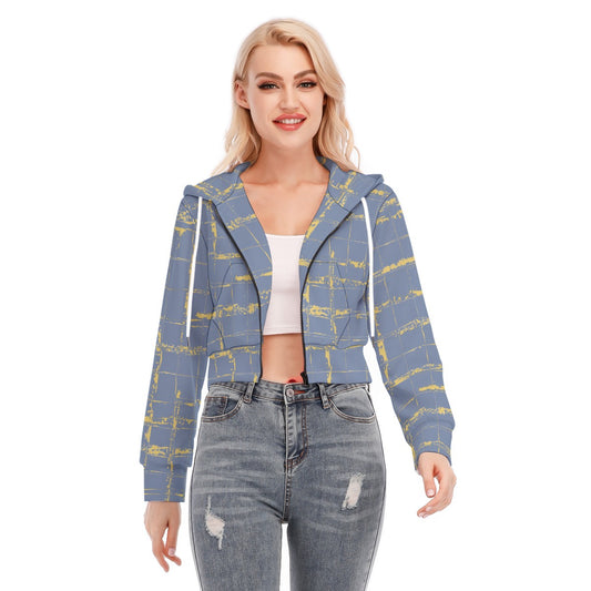 All-Over Print Women's Crop Top Hoodie With Zipper Closure