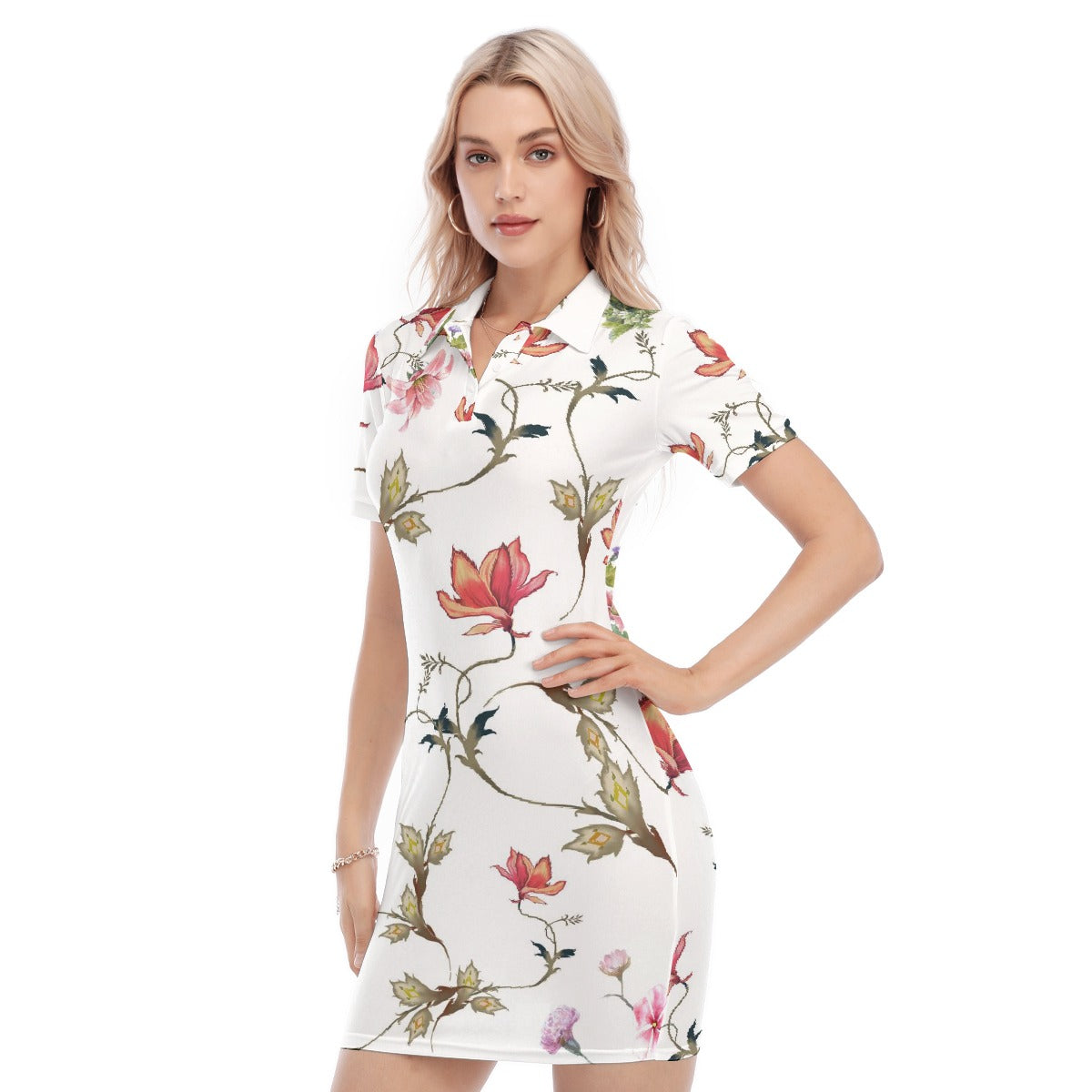All-Over Print Women's Polo Collar Dress