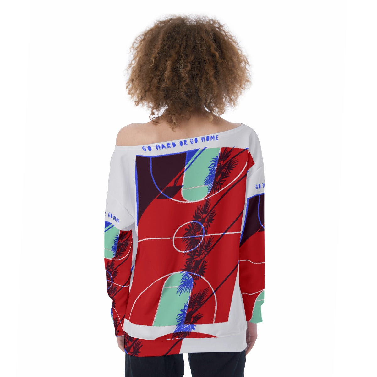 All-Over Print Oversized Women's Off-Shoulder Sweatshirt