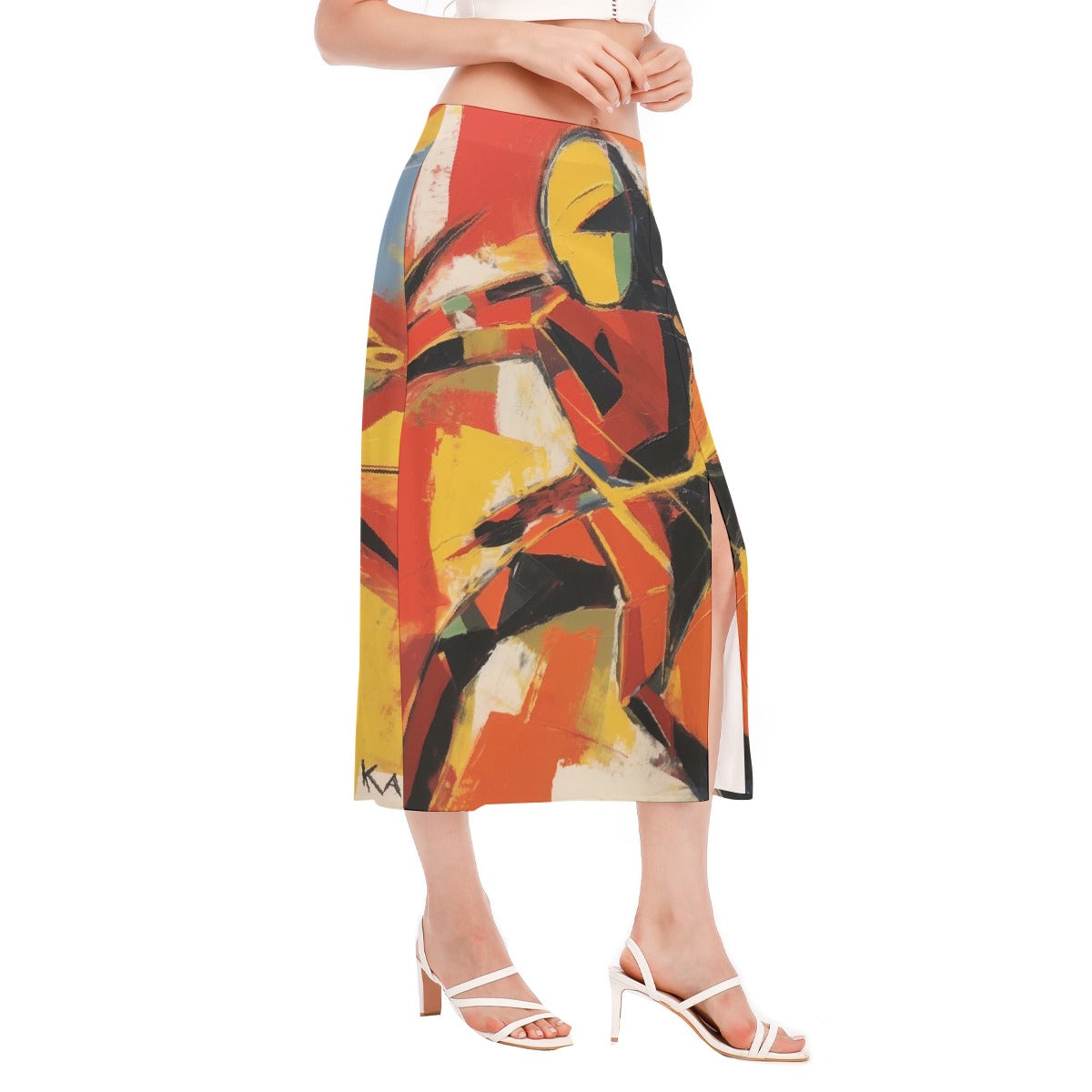 All-Over Print Women's High Slit Long Skirt