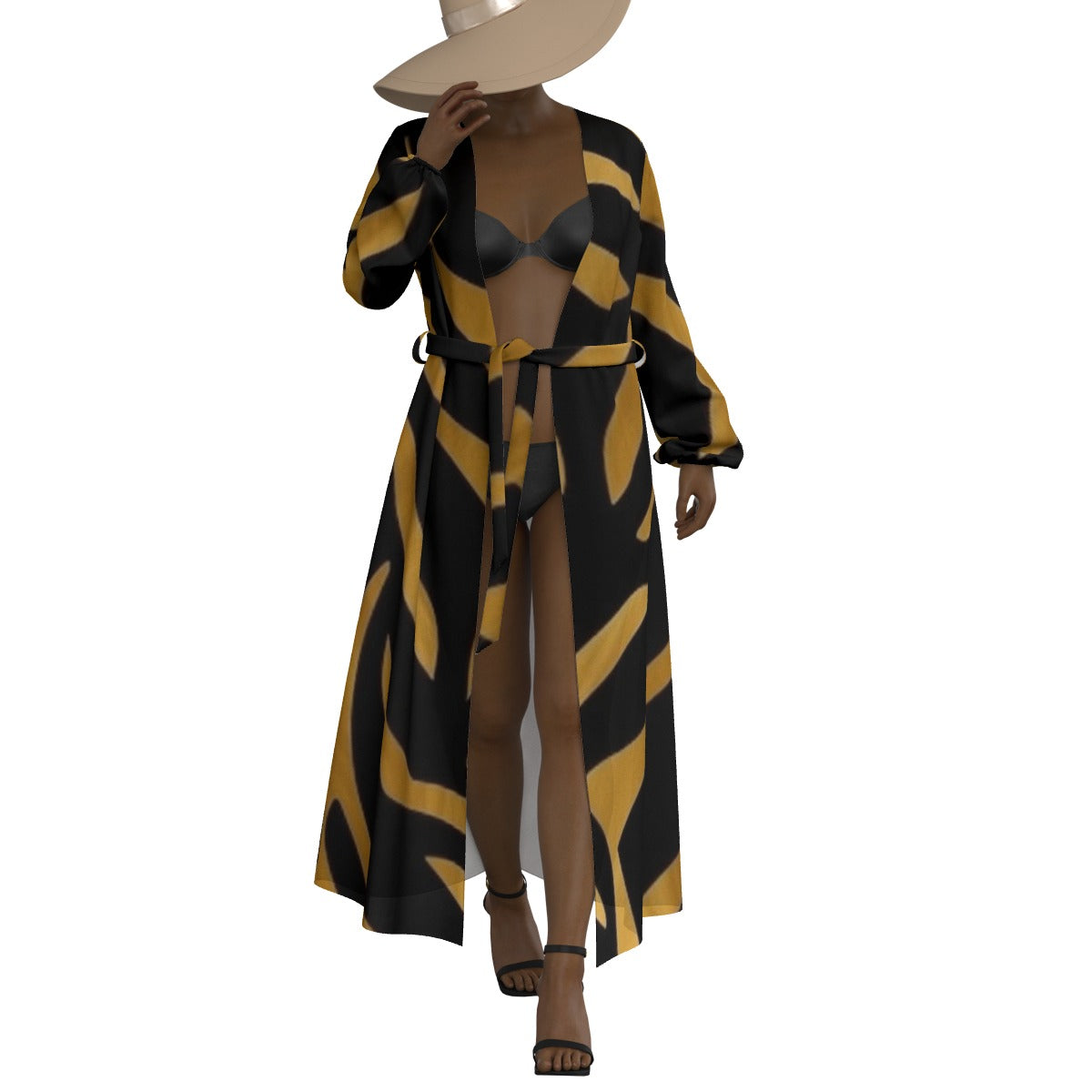 All-Over Print Women's Lace-up Chiffon Robe