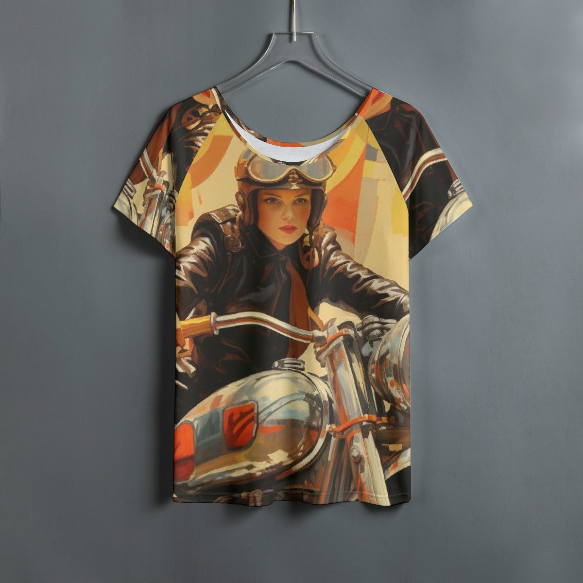 All-Over Print Women's Round Neck T-shirt With Raglan Sleeve