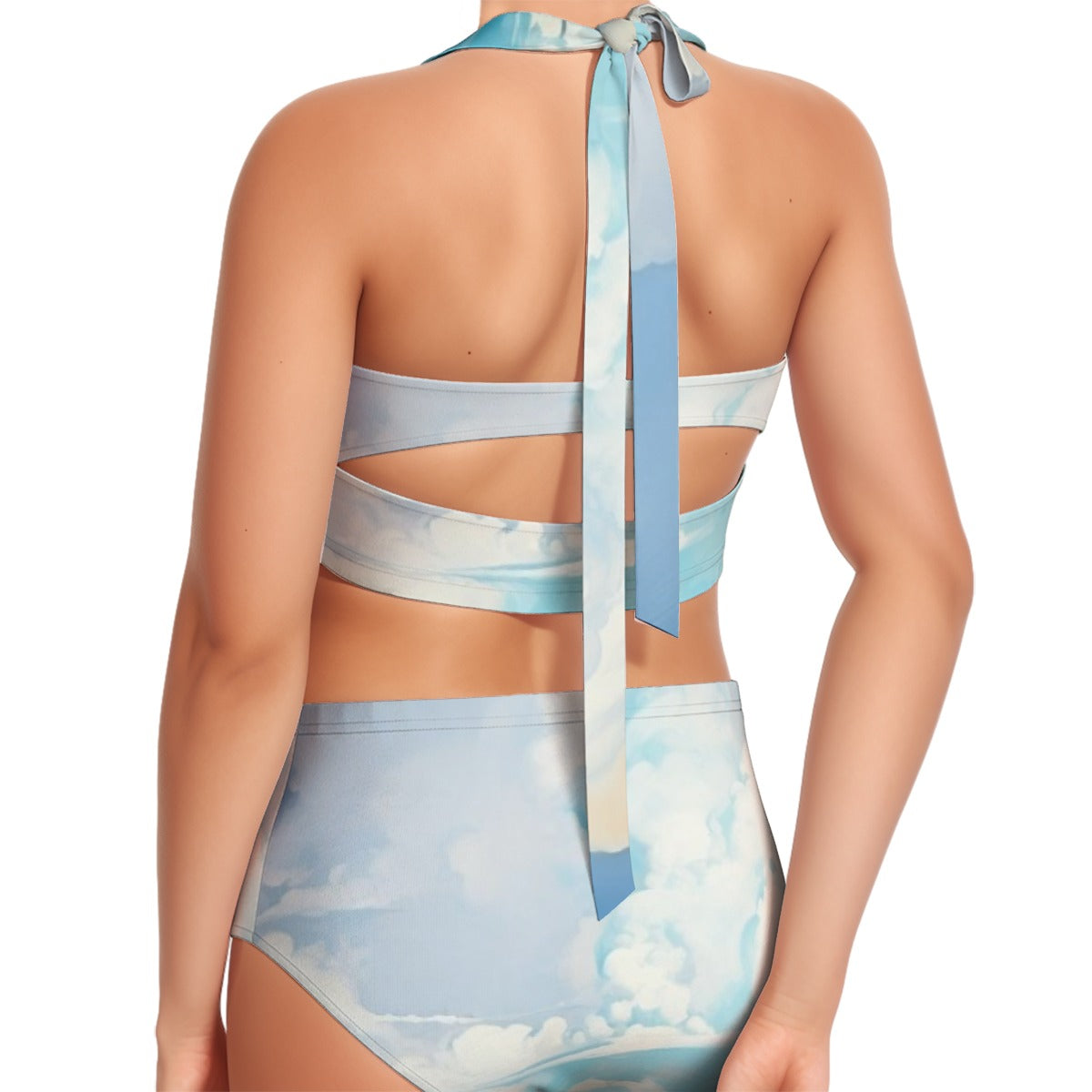 All-Over Print Women's Swimsuit Set With Halter