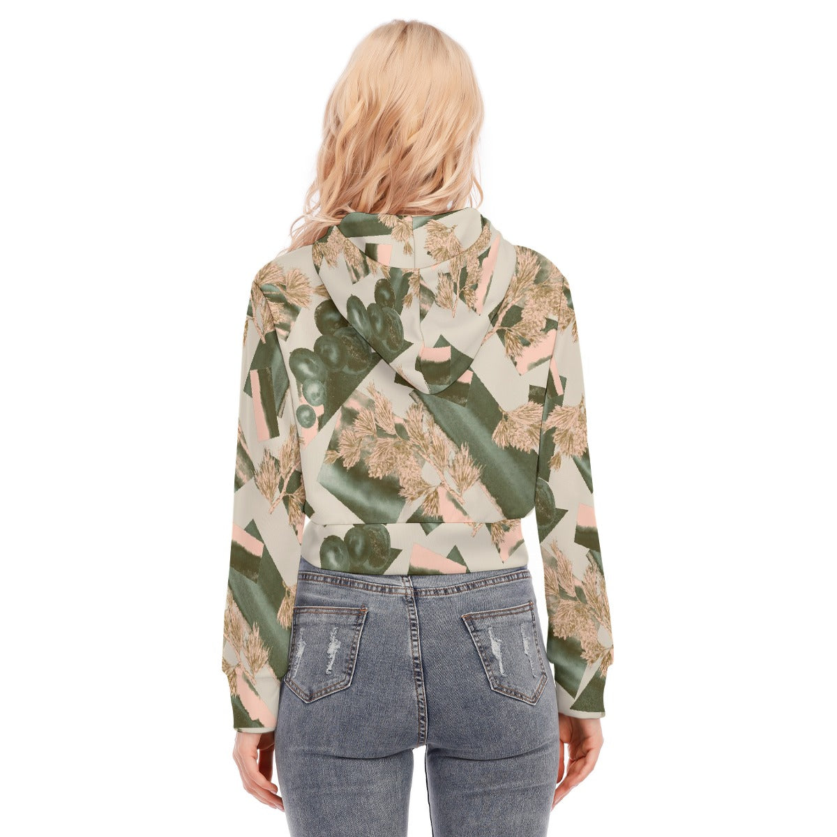 All-Over Print Women's Crop Top Hoodie With Zipper Closure