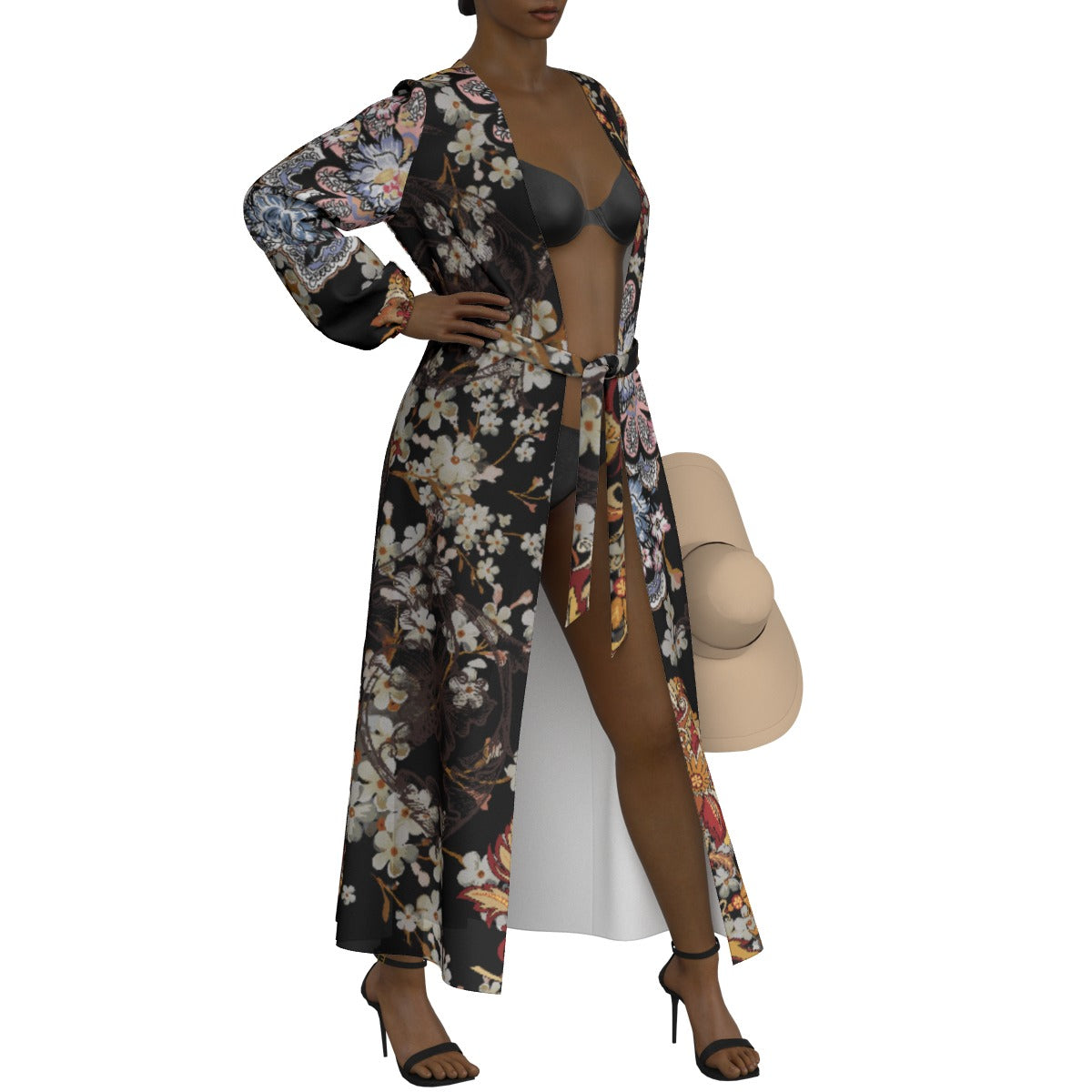 All-Over Print Women's Lace-up Chiffon Robe