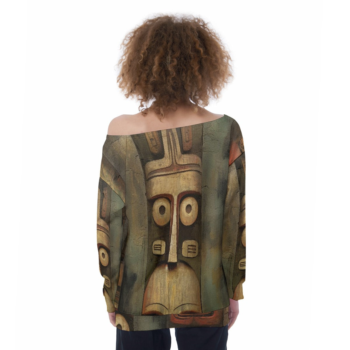 All-Over Print Oversized Women's Off-Shoulder Sweatshirt