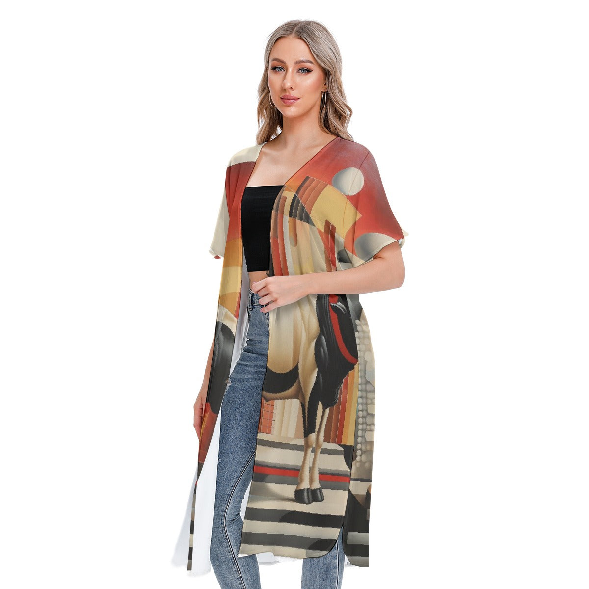 All-Over Print Women's Short Sleeve Cardigan