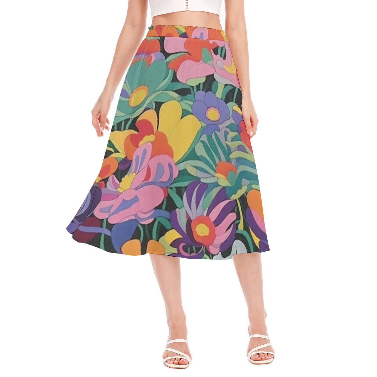 All-Over Print Women's Long Section Chiffon Skirt
