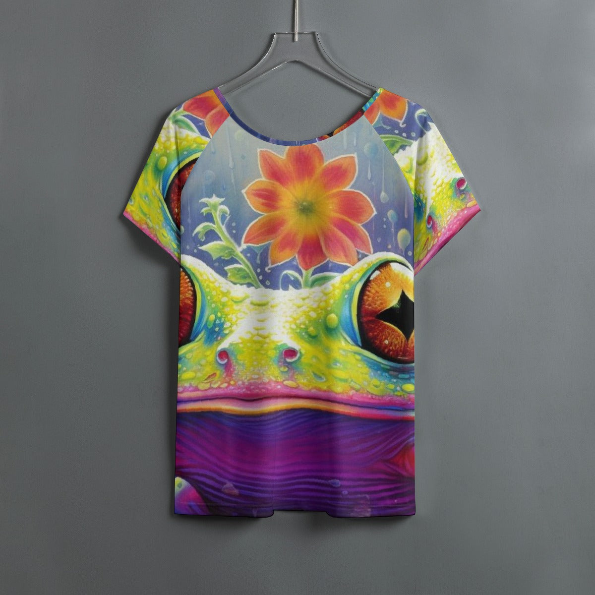 All-Over Print Women's Round Neck T-shirt With Raglan Sleeve