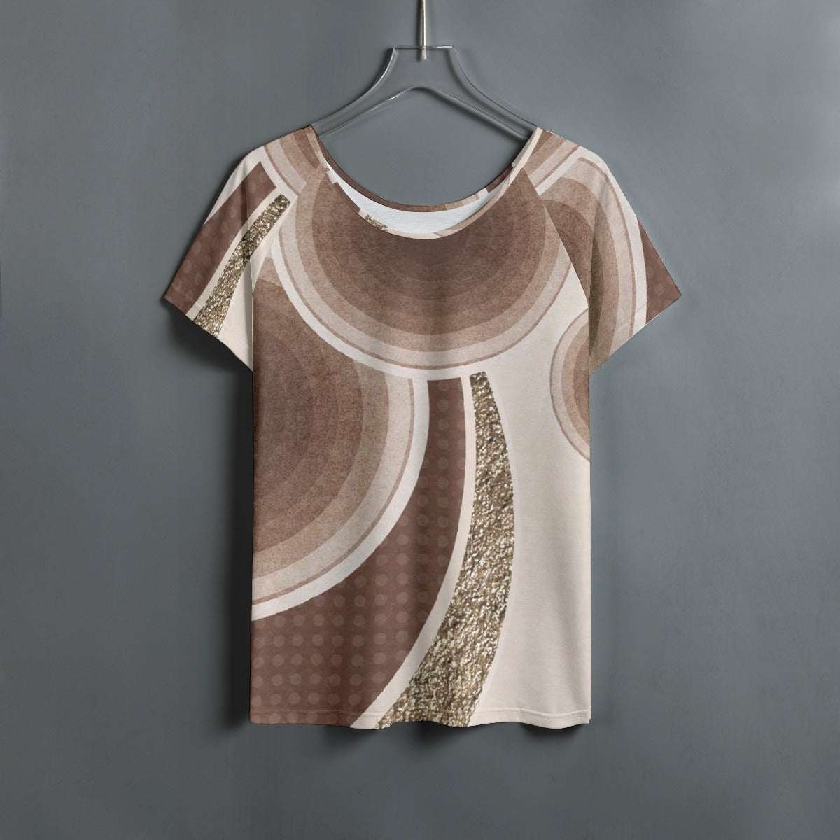 All-Over Print Women's Round Neck T-shirt With Raglan Sleeve