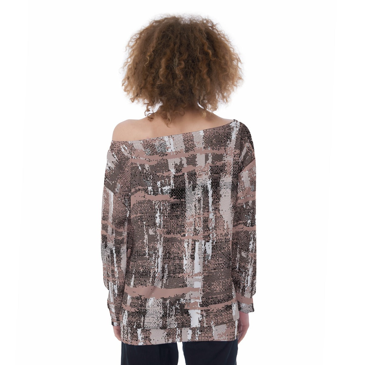 All-Over Print Oversized Women's Off-Shoulder Sweatshirt