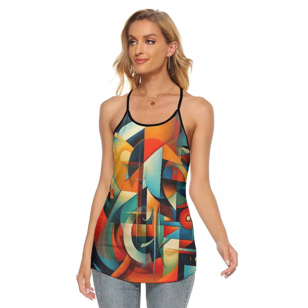 All-Over Print Women's Criss-Cross Open Back Tank Top