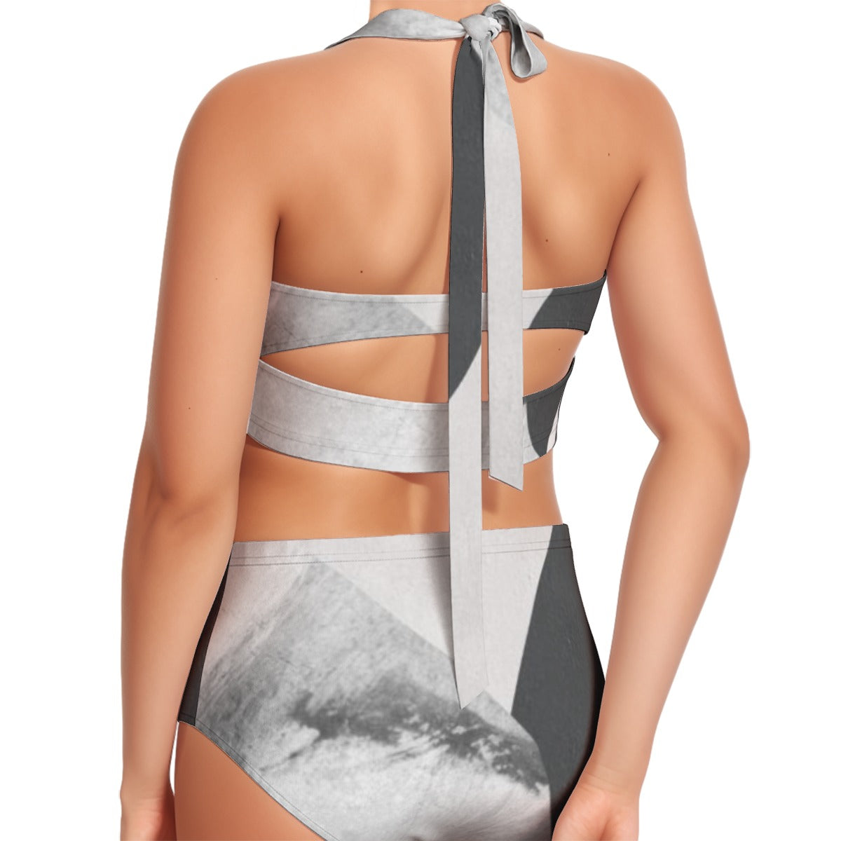 All-Over Print Women's Swimsuit Set With Halter