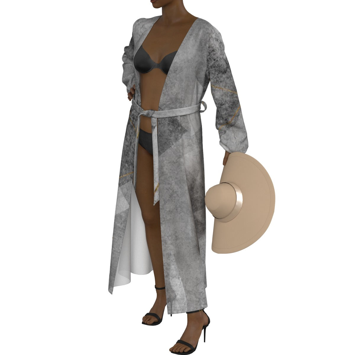 All-Over Print Women's Lace-up Chiffon Robe