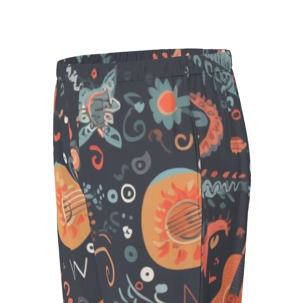 All-Over Print Women's Long Sleeve Pajama Set With Black Contrast Piping