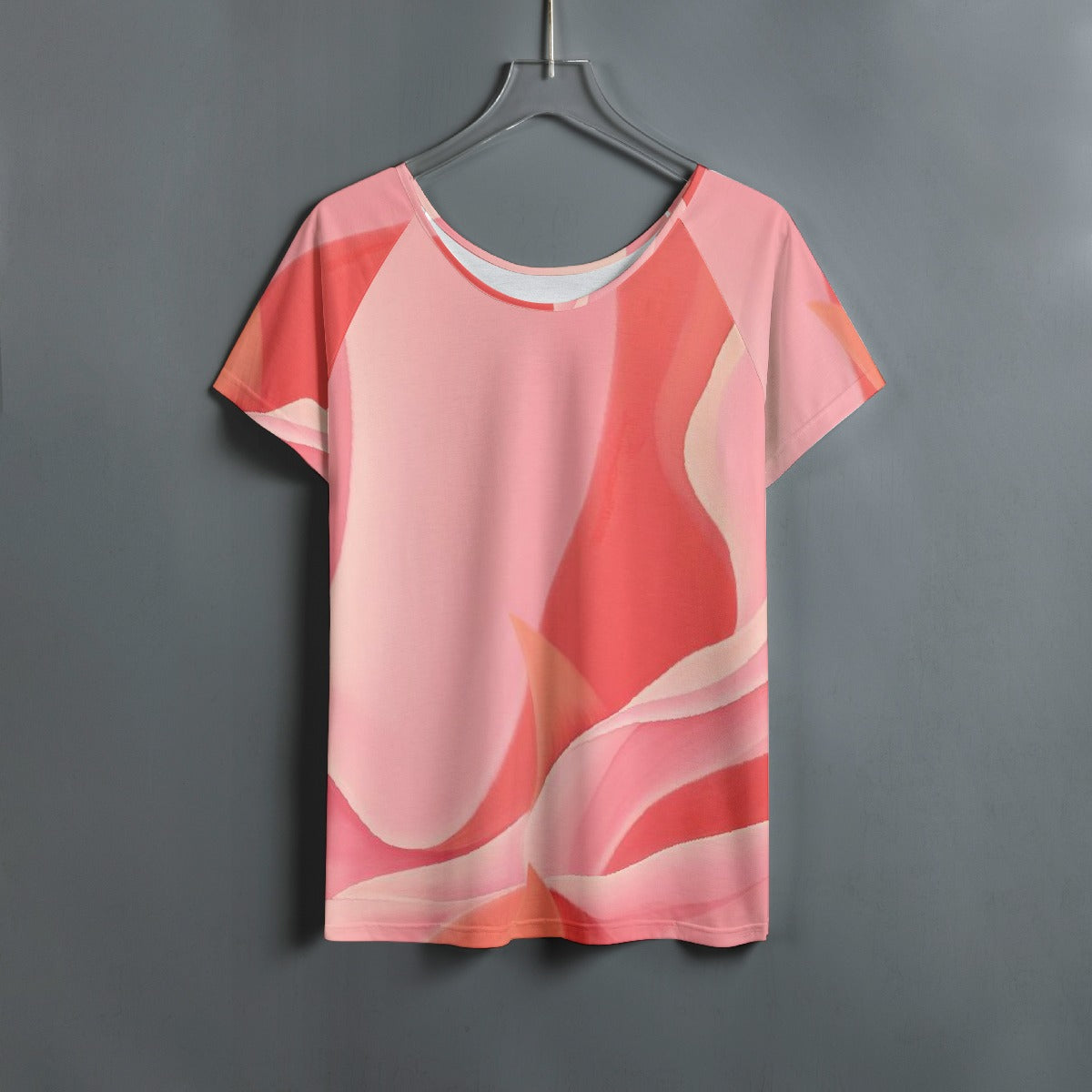 All-Over Print Women's Round Neck T-shirt With Raglan Sleeve