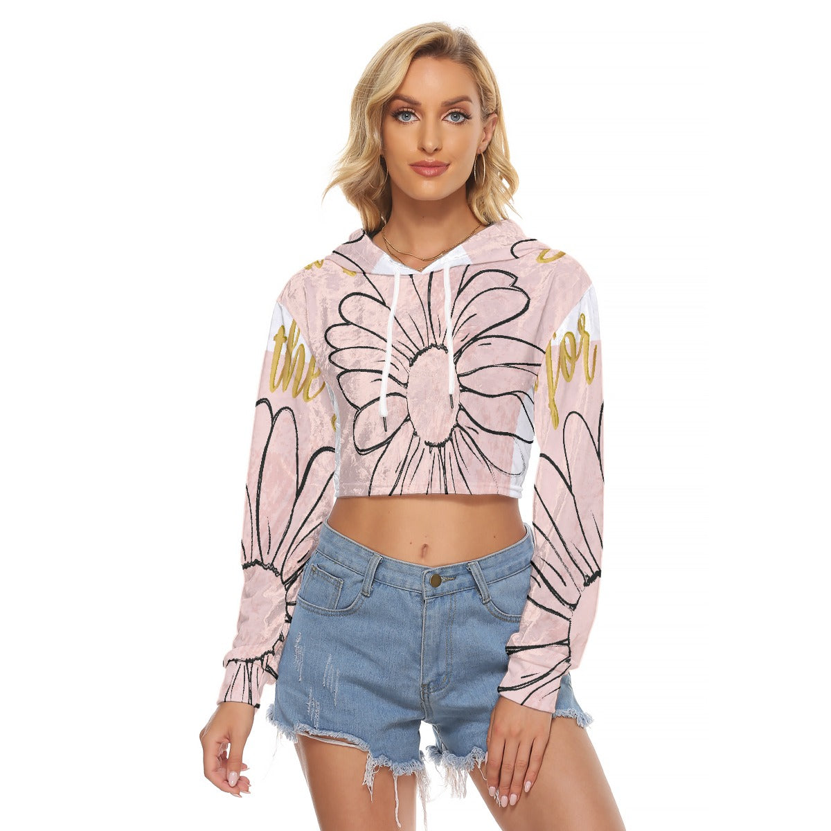 All-Over Print Women's Crop Top Hoodie|Velvet