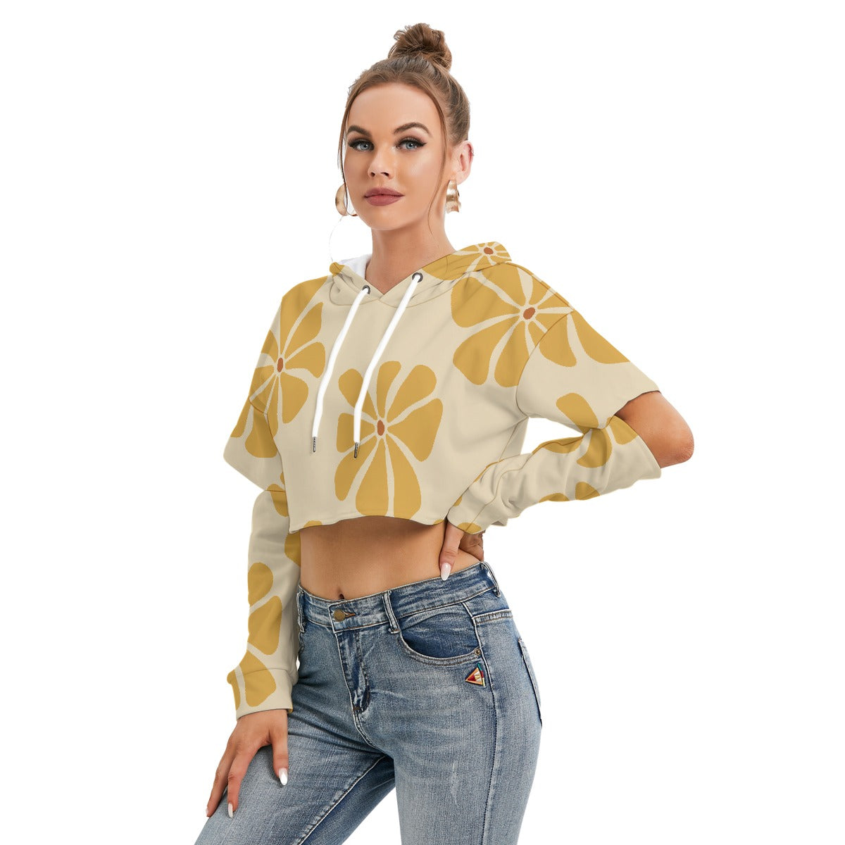 All-Over Print Women's Heavy Fleece Hoodie With Hollow Out Sleeve