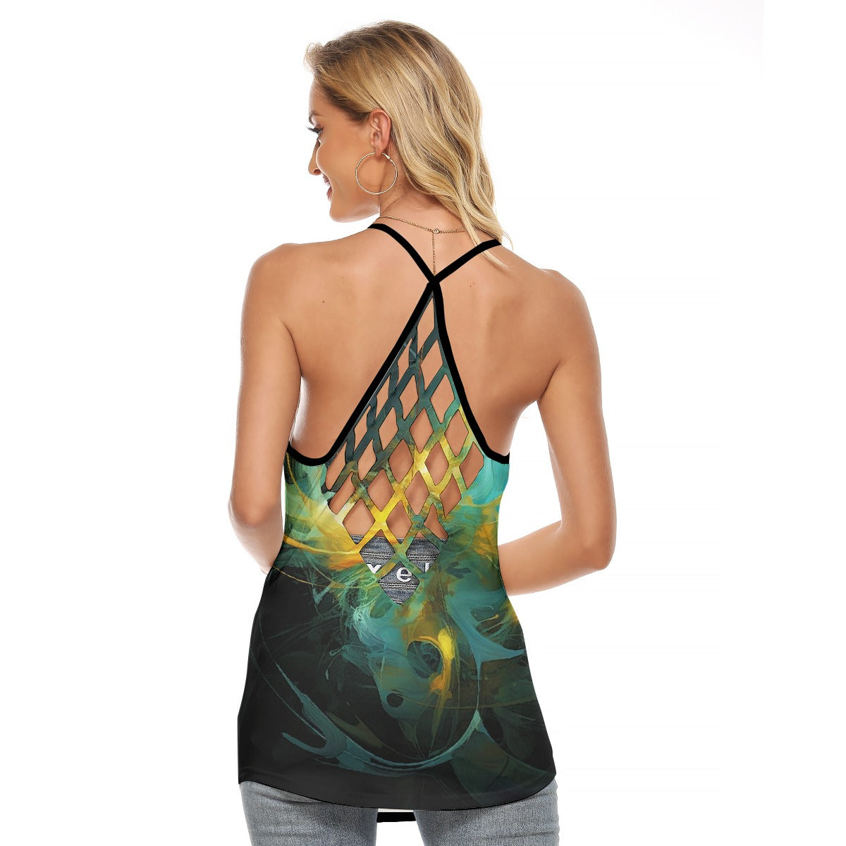 All-Over Print Women's Criss-Cross Open Back Tank Top