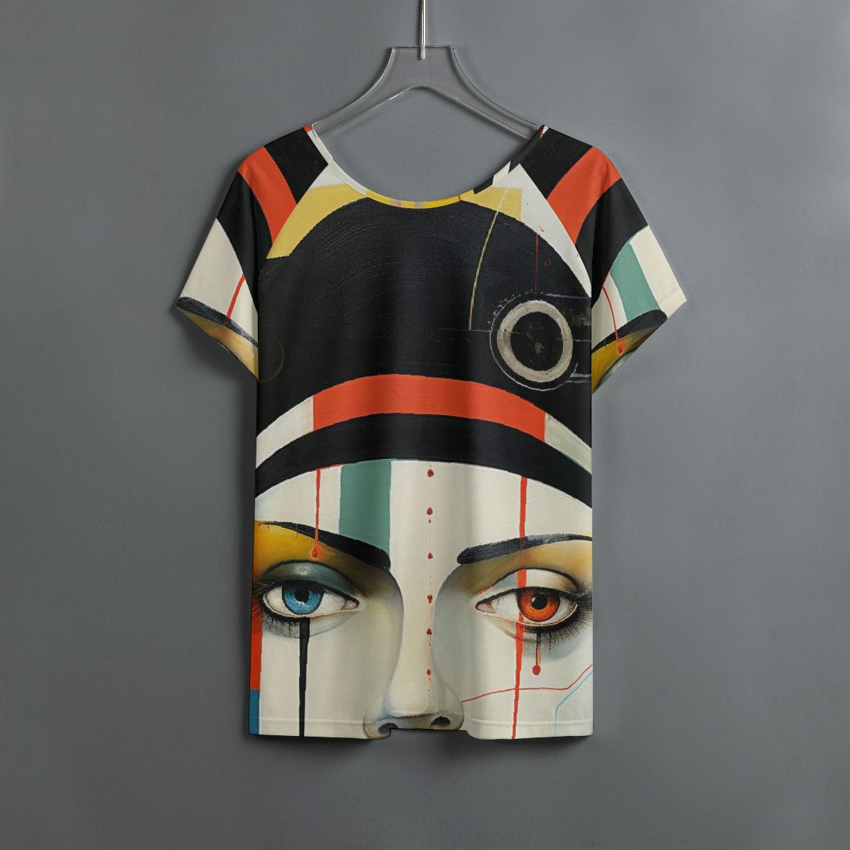 All-Over Print Women's Round Neck T-shirt With Raglan Sleeve