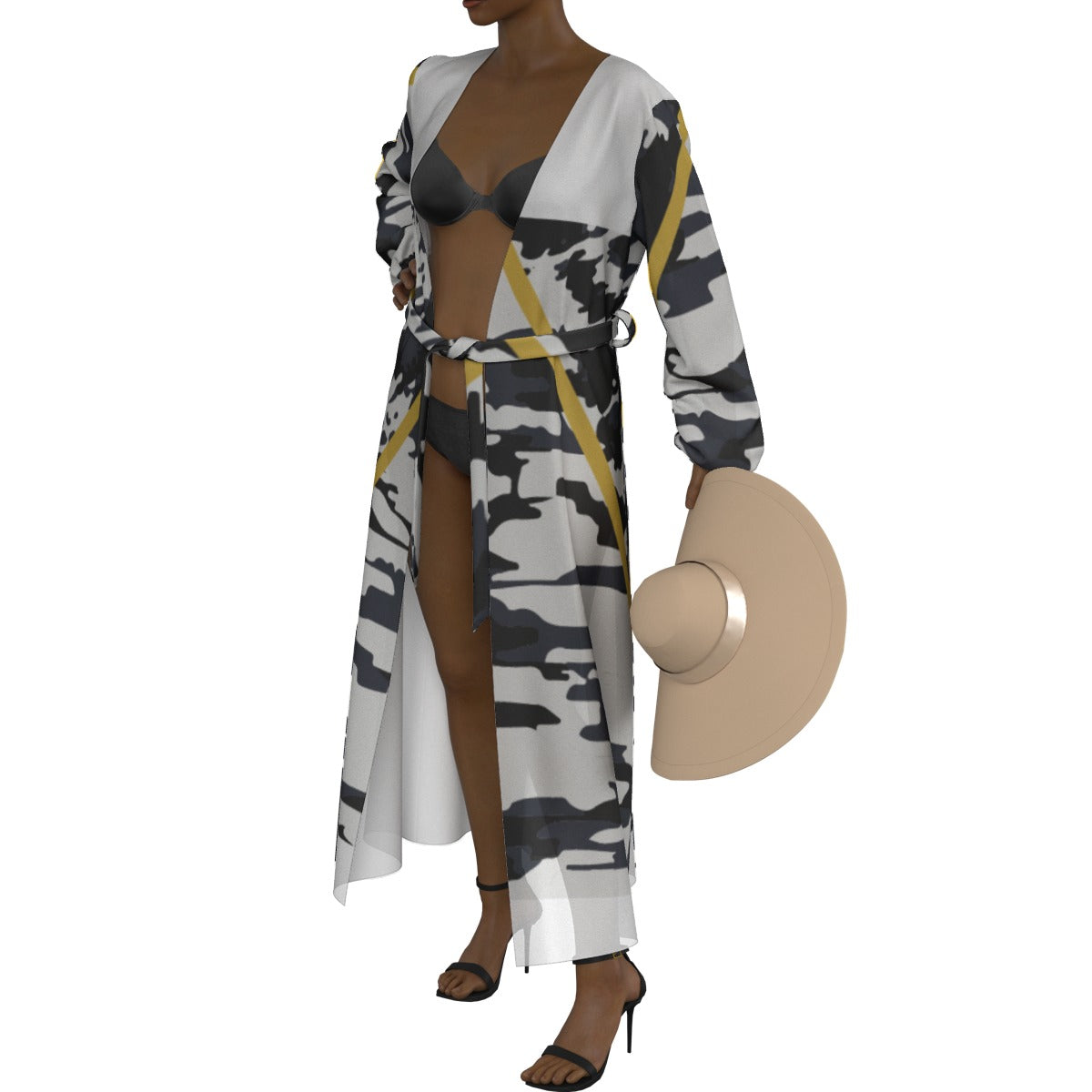 All-Over Print Women's Lace-up Chiffon Robe