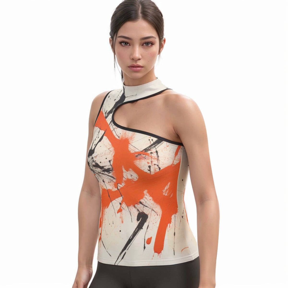 All-Over Print Women's Halter Sleeveless Asymmetrical Tank Top