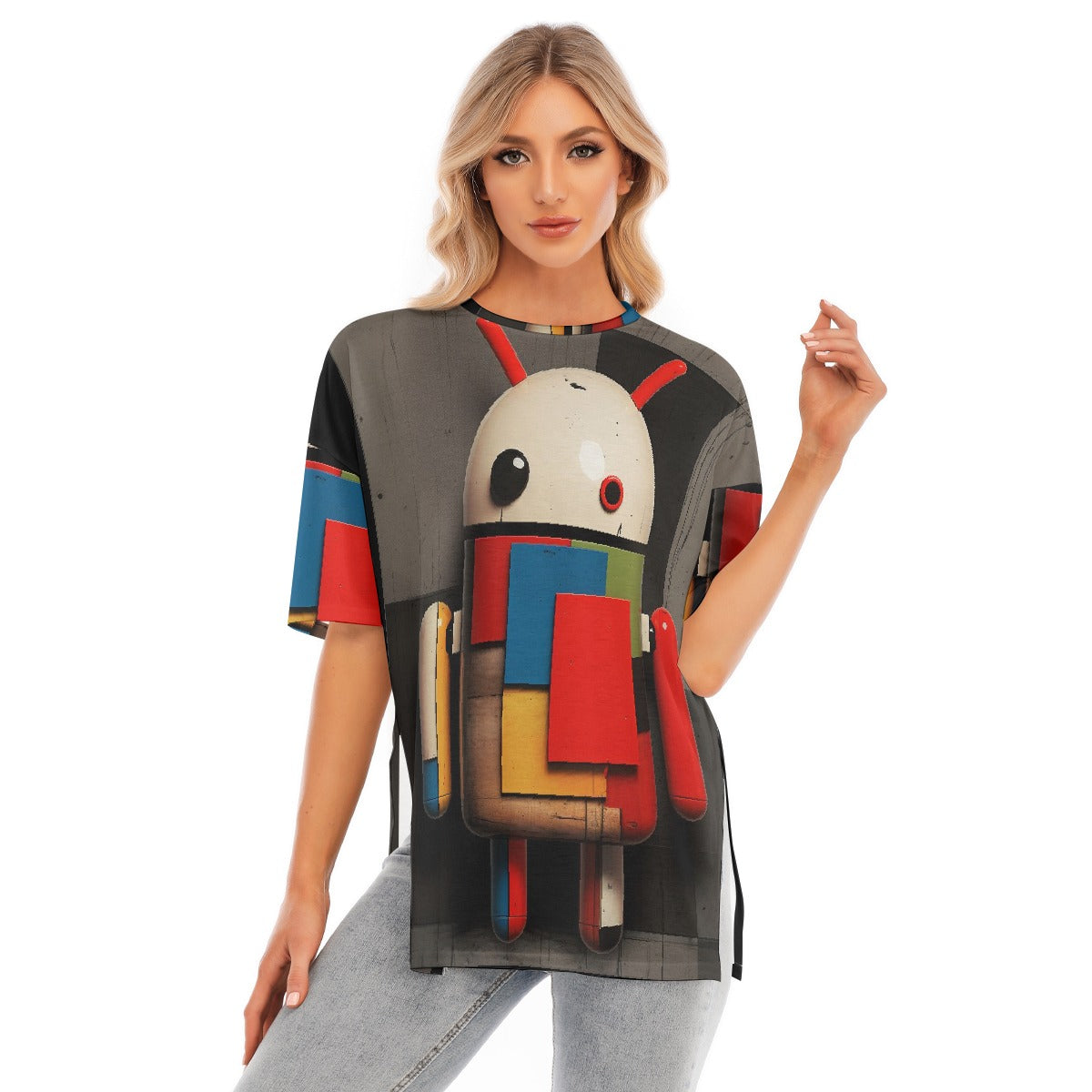 All-Over Print Women's Short Sleeves T-shirt With Hem Split