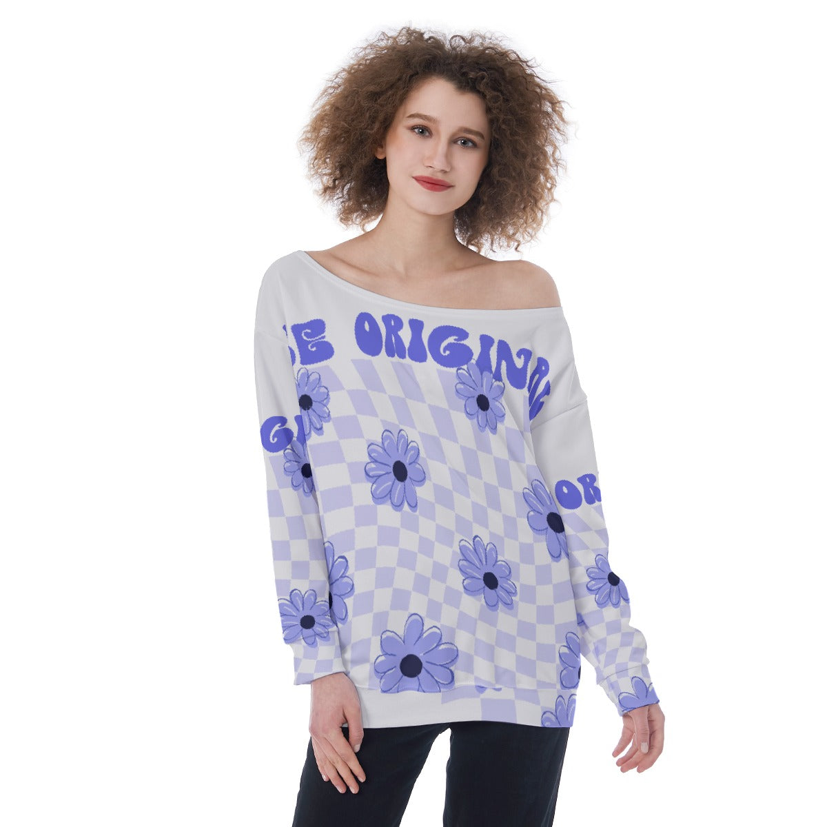 All-Over Print Oversized Women's Off-Shoulder Sweatshirt
