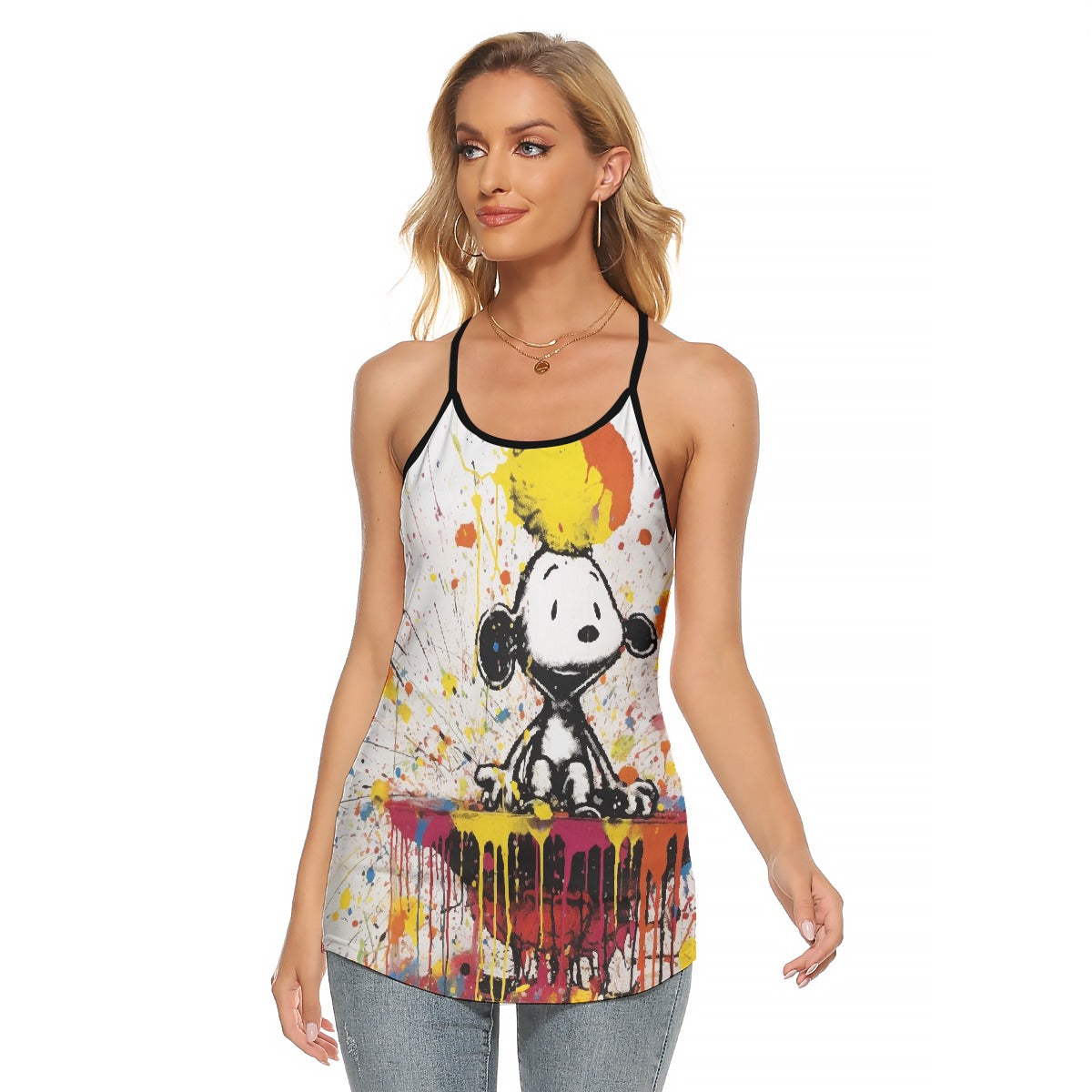 All-Over Print Women's Criss-Cross Open Back Tank Top